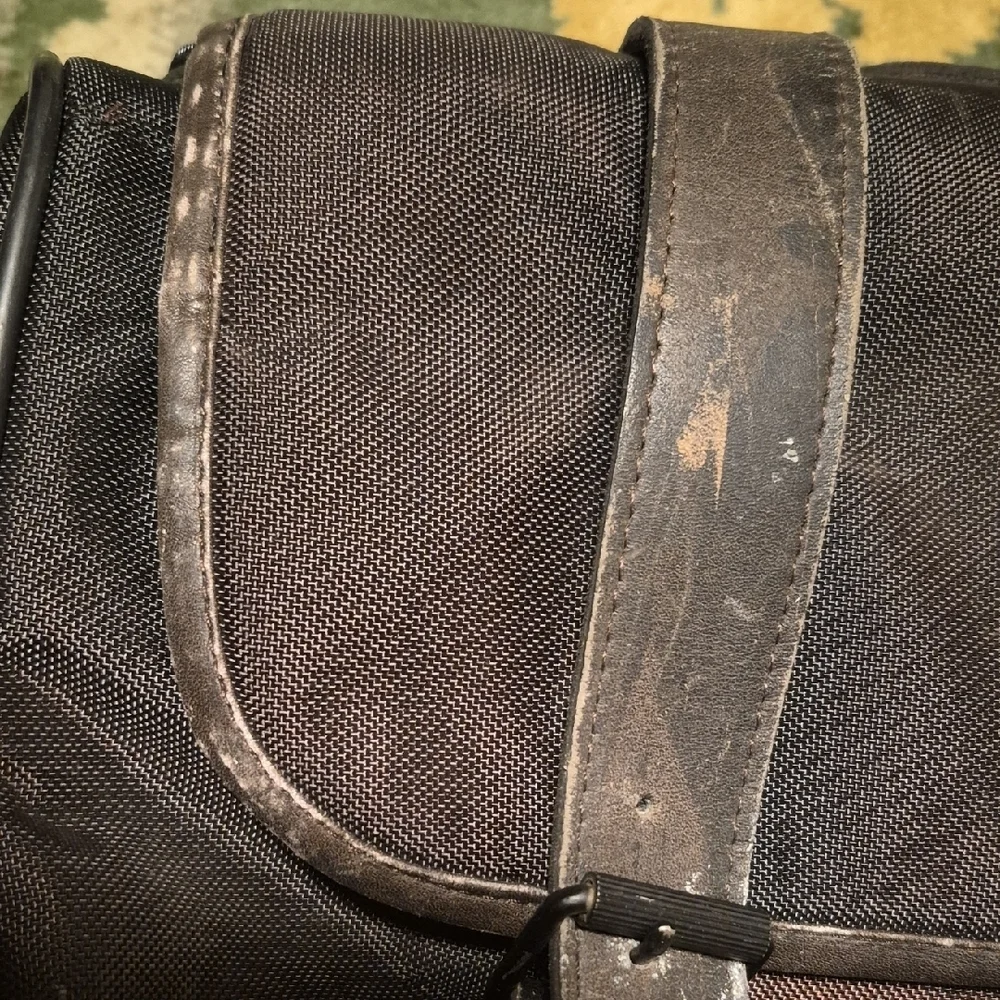 Harley-Davidson Black Canvas Messenger Bag with Leather Straps